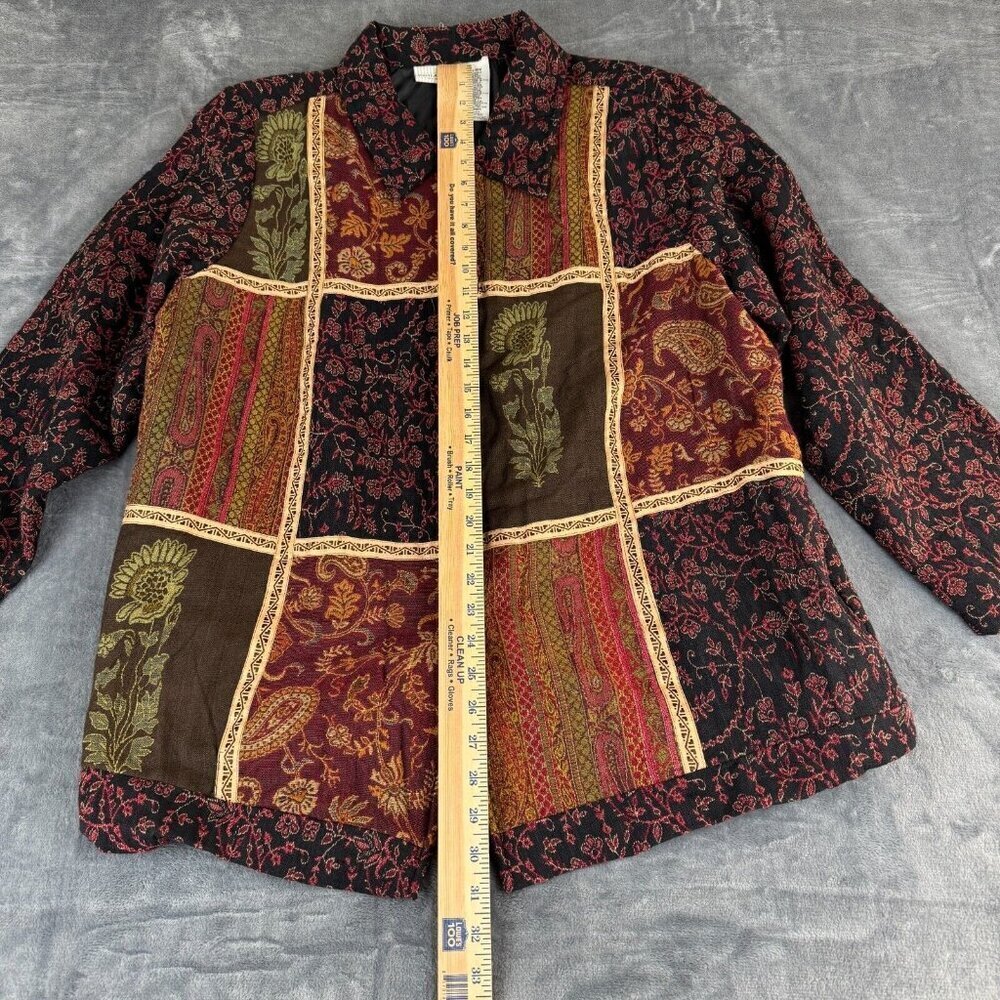 Vtg Patchwork Floral Paisley 16 1X Jacket White Stag Lagenlook Boho Tapestry - Picture 4 of 12